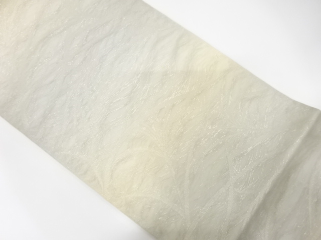 JAPANESE KIMONO / ANTIQUE SUMMER FUKURO OBI / SILK / WOVEN PLANTS